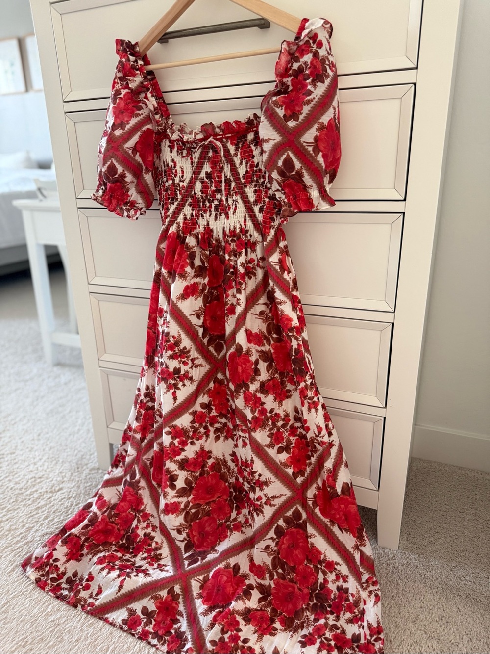 Hill House Home The Scarlett Nap Dress The red rose diamond Size S ECU